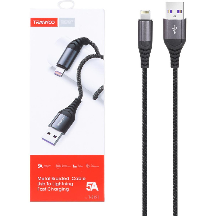 کابل شارژ فست آیفون TRANYOO مدل T-S15I - مشکی