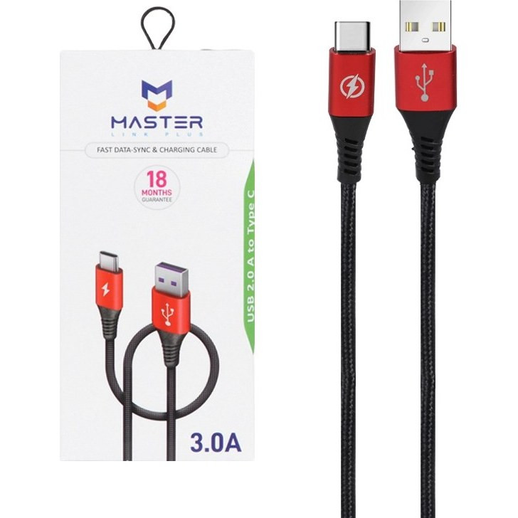 کابل شارژ کنفی سوپر فست MASTER Type-C مدل ETM 003 - مشکی قرمز